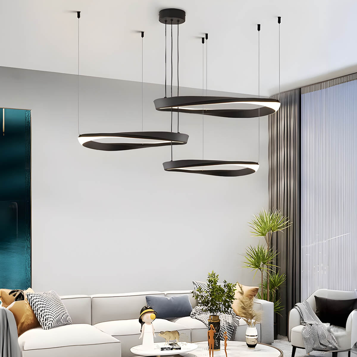 Reed Beam Acrylic Ring Chandelier — gallery image 2