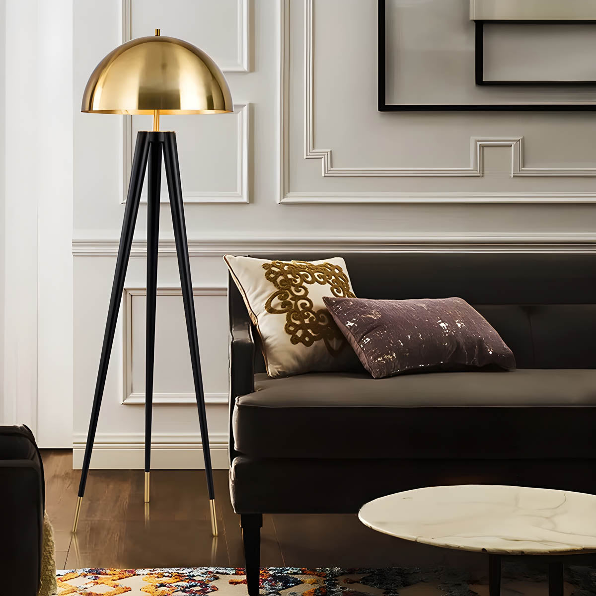 Hawick Beam Stainless Steel Dome Floor Lamp — gallery image 3