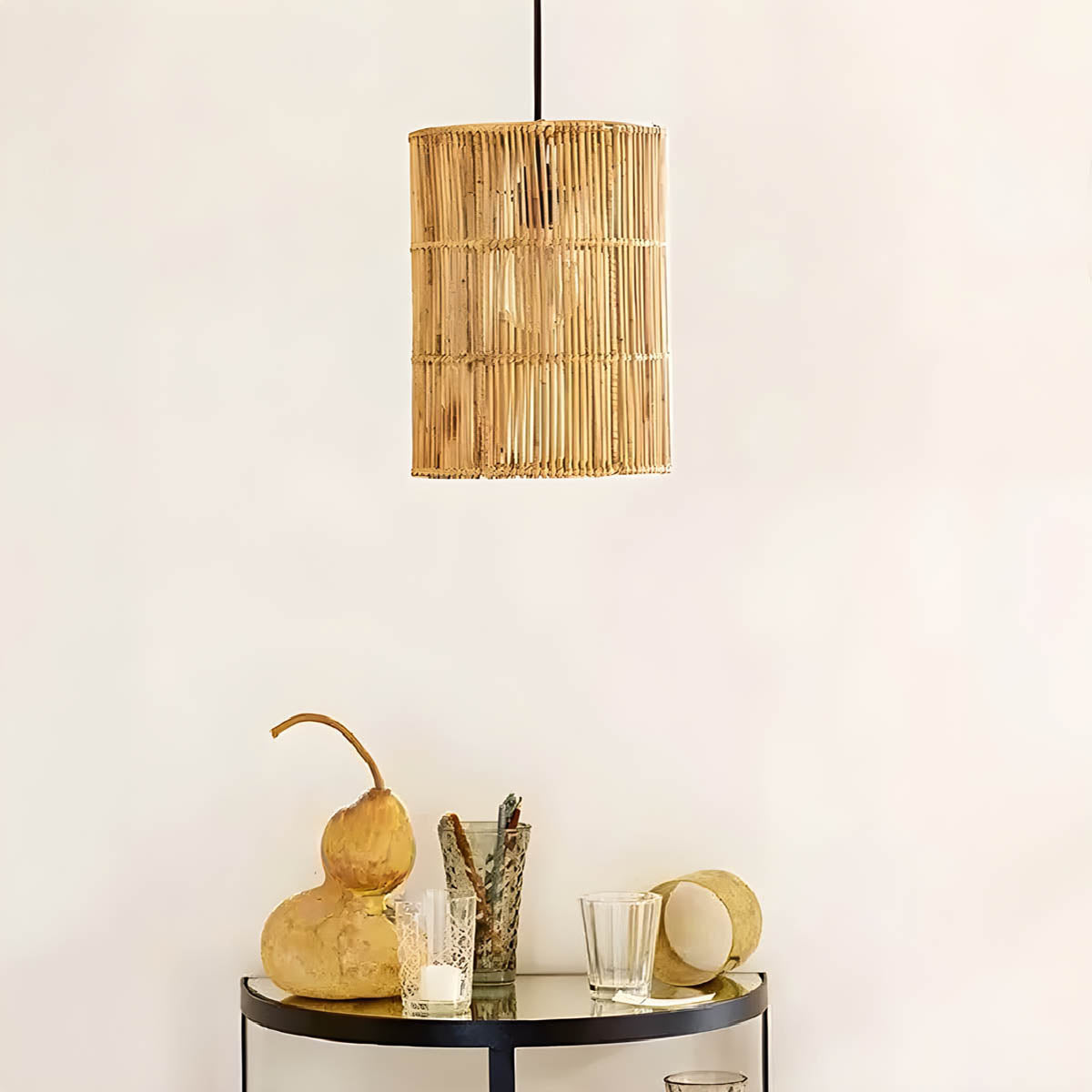 Greenwood Beam Rattan Cluster Chandelier — gallery image 2