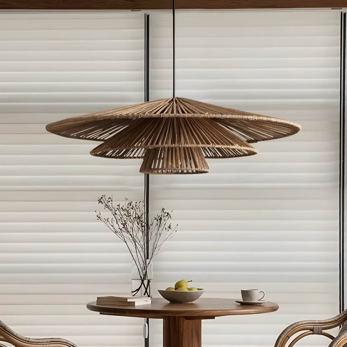 Foxglove Beam Rattan Chandelier — gallery image 3