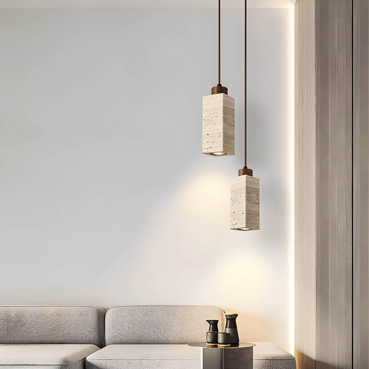 Foxglove Branch Travertine Cluster Pendant Light — gallery image 3