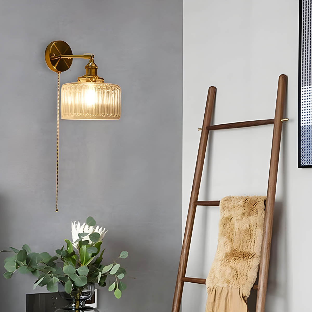 Marlow Drop Glass Ribbed Wall Sconce — gallery image 2