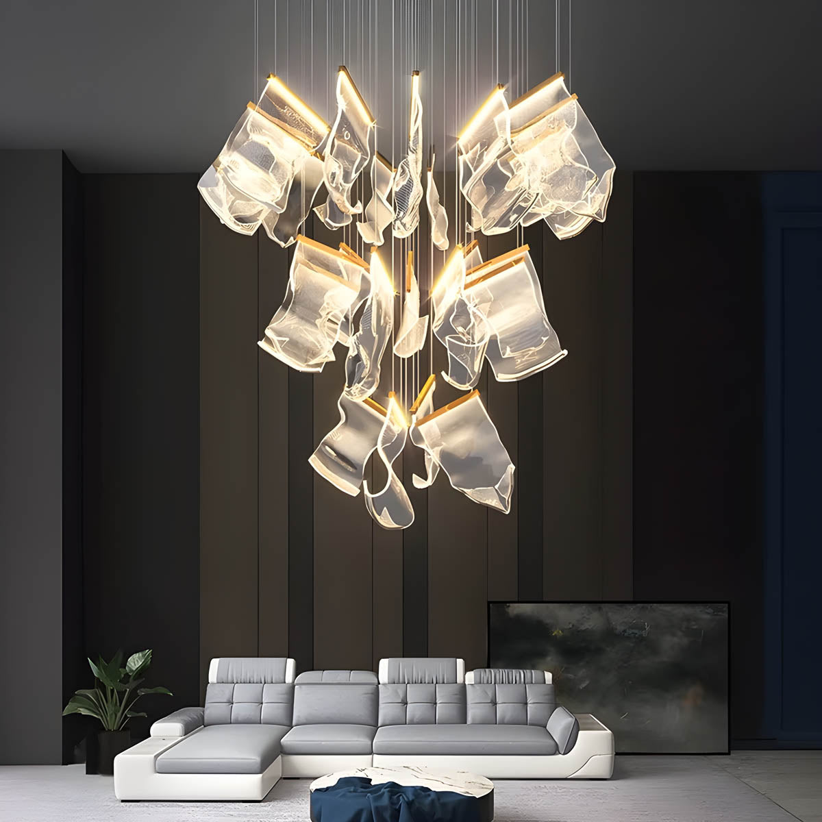 Laurelwood Drop Stainless Steel Chandelier — gallery image 2