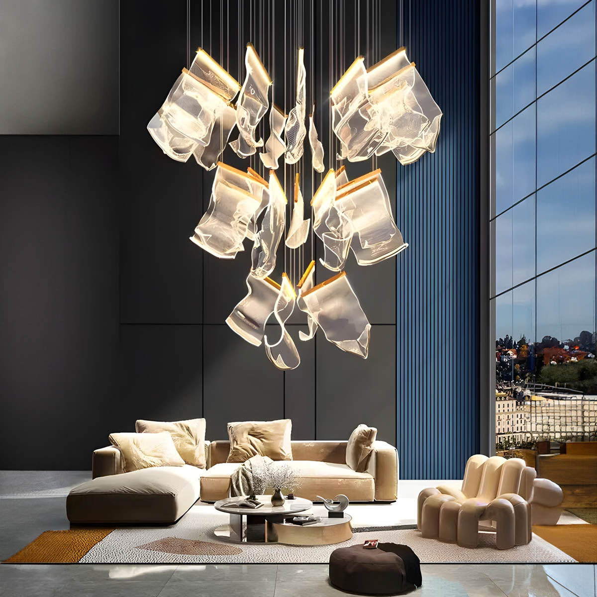 Laurelwood Drop Stainless Steel Chandelier — gallery image 3