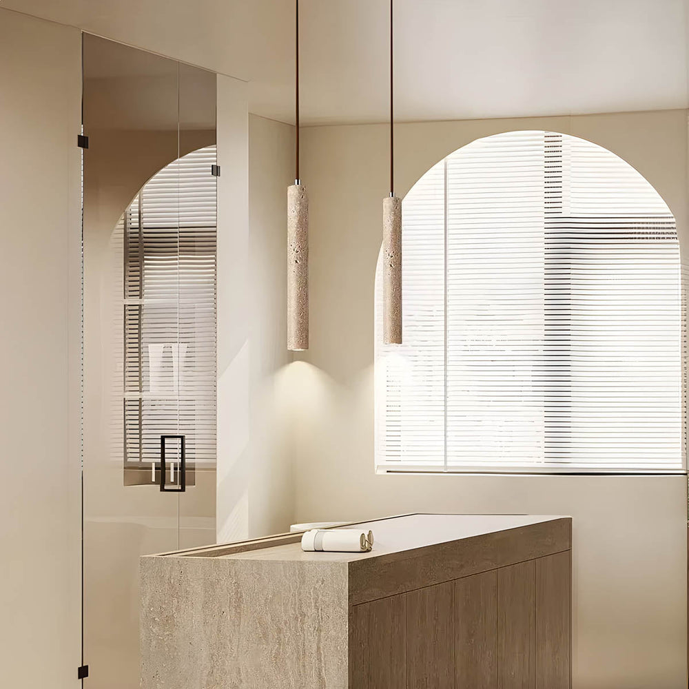 Mossley Drop Travertine Pendant Light — gallery image 4