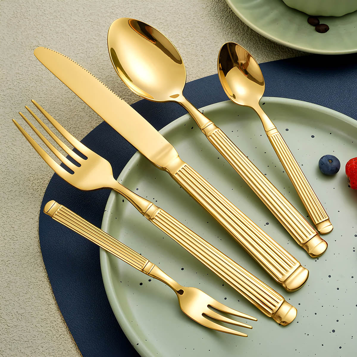 Cedar Curve Stainless Steel Linear Flatware Set — gallery image 2