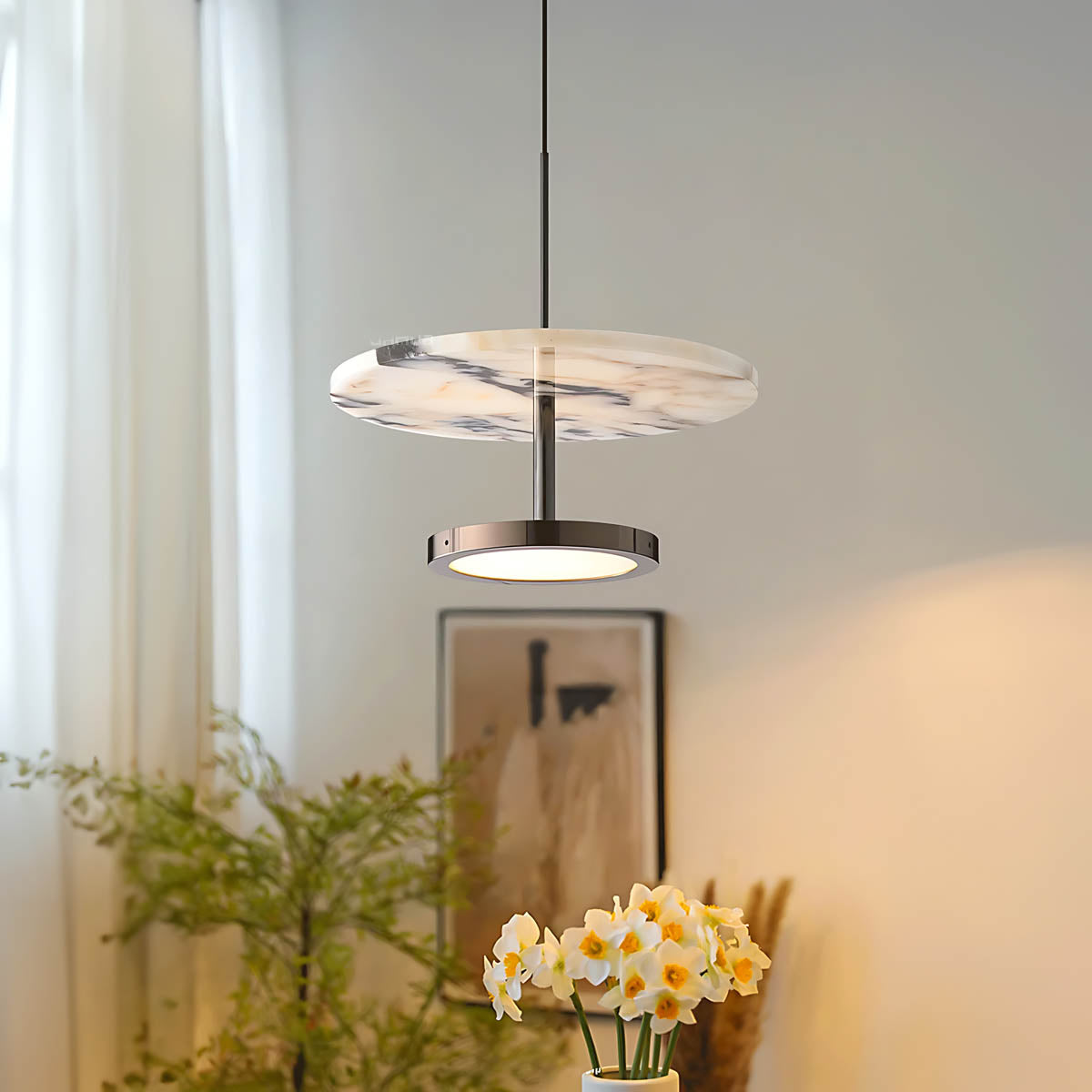 Haddon Curve Marble Pendant Light — gallery image 2