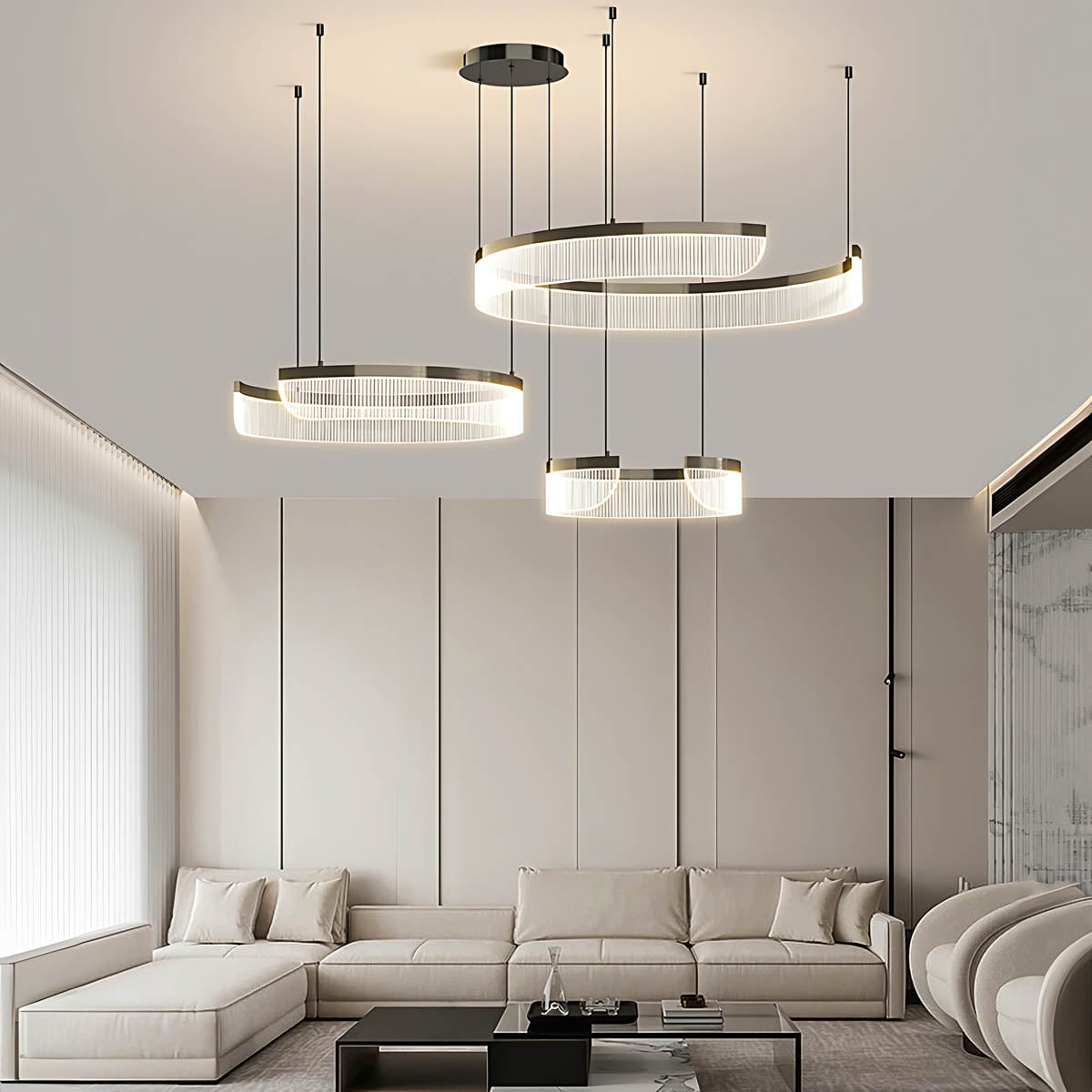 Chestnut Curve Aluminum Spiral Chandelier — gallery image 3