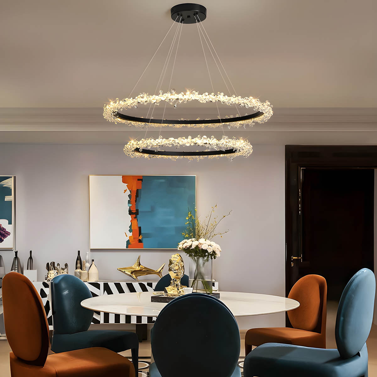 Acorn Axis Crystal Spiral Chandelier — gallery image 3