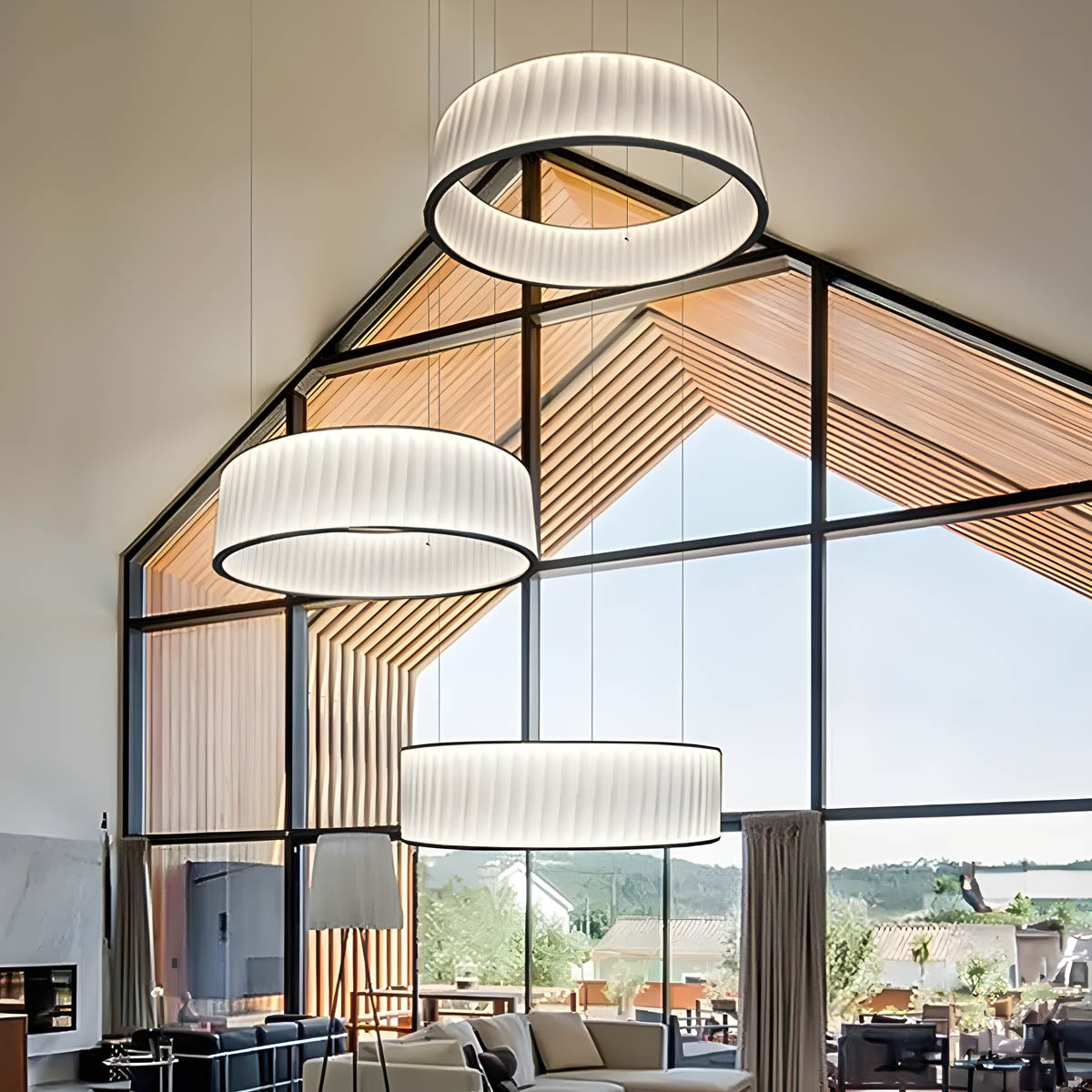 Oakmere Loop Iron Pleated Pendant Light — gallery image 3