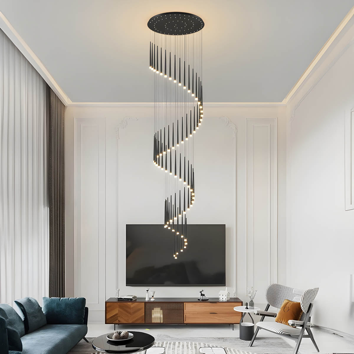 Eversley Loop Acrylic Spiral Chandelier — gallery image 2