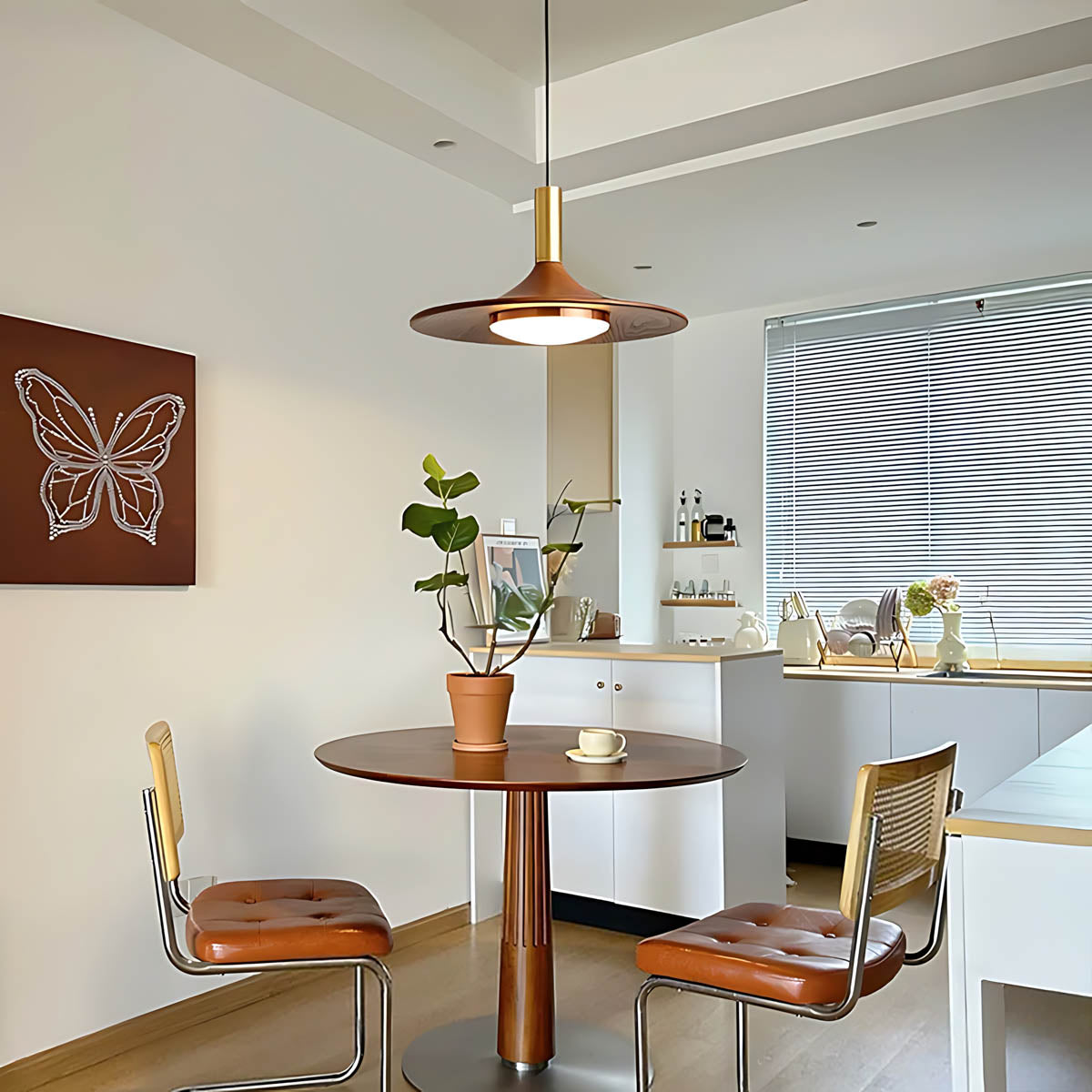 Elmwood Frame Iron Pendant Light — gallery image 3