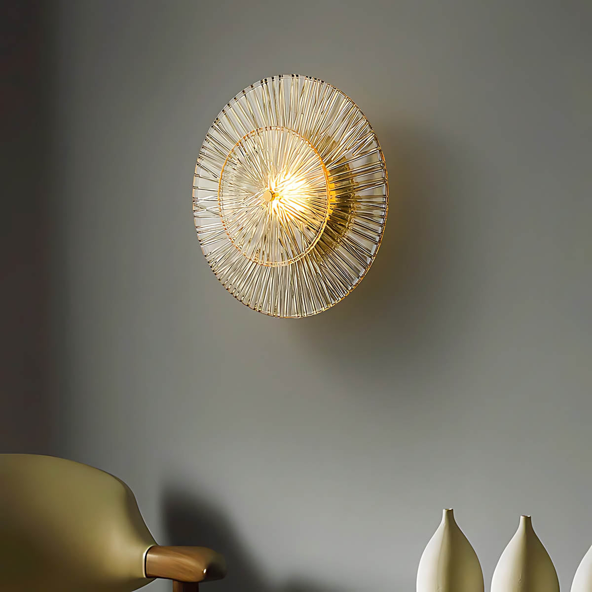 Rowan Vessel Glass Ribbed Wall Sconce — gallery image 3