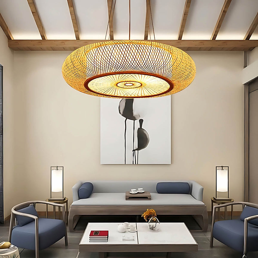 Birch Vessel Bamboo Ring Pendant Light — gallery image 4