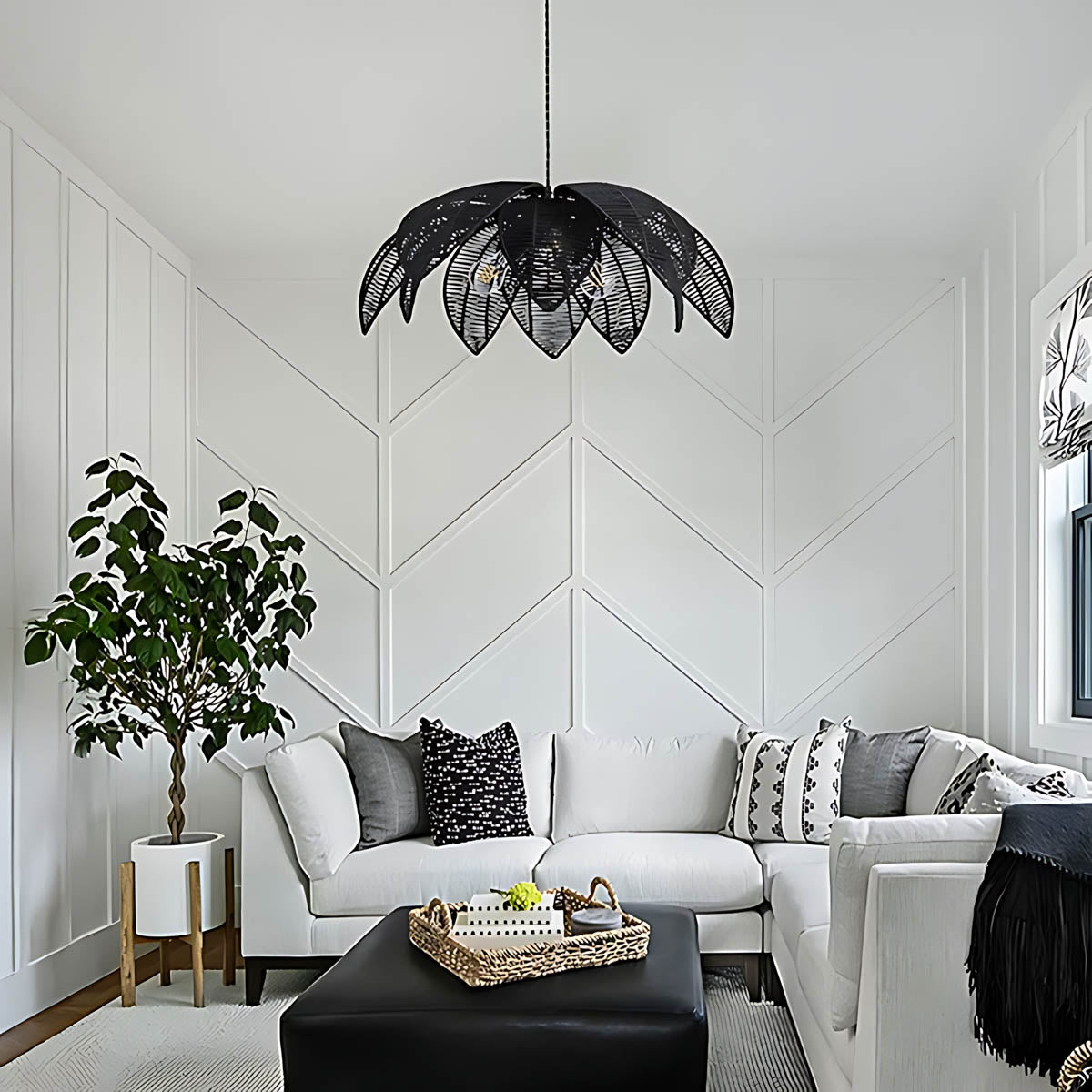 Laurelwood Vessel Rattan Petal Pendant Light — gallery image 3