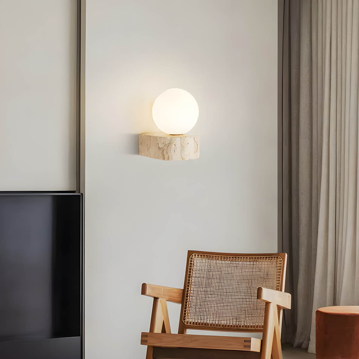 Ashford Form Travertine Wall Sconce — gallery image 2