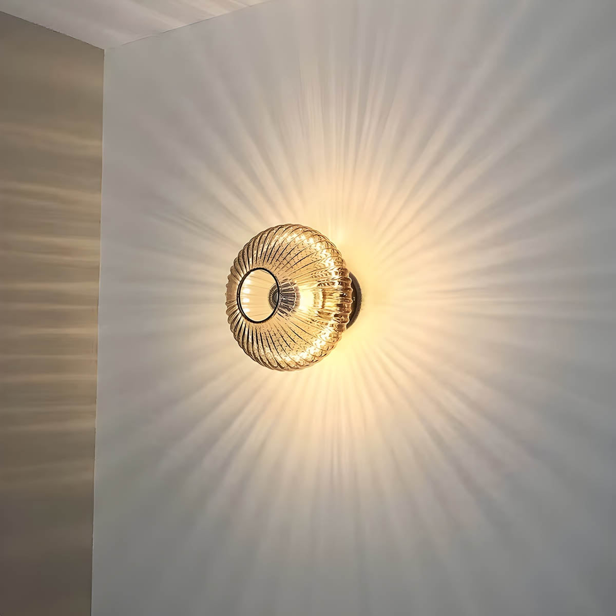 Rowan Form Glass Pleated Wall Sconce — gallery image 9