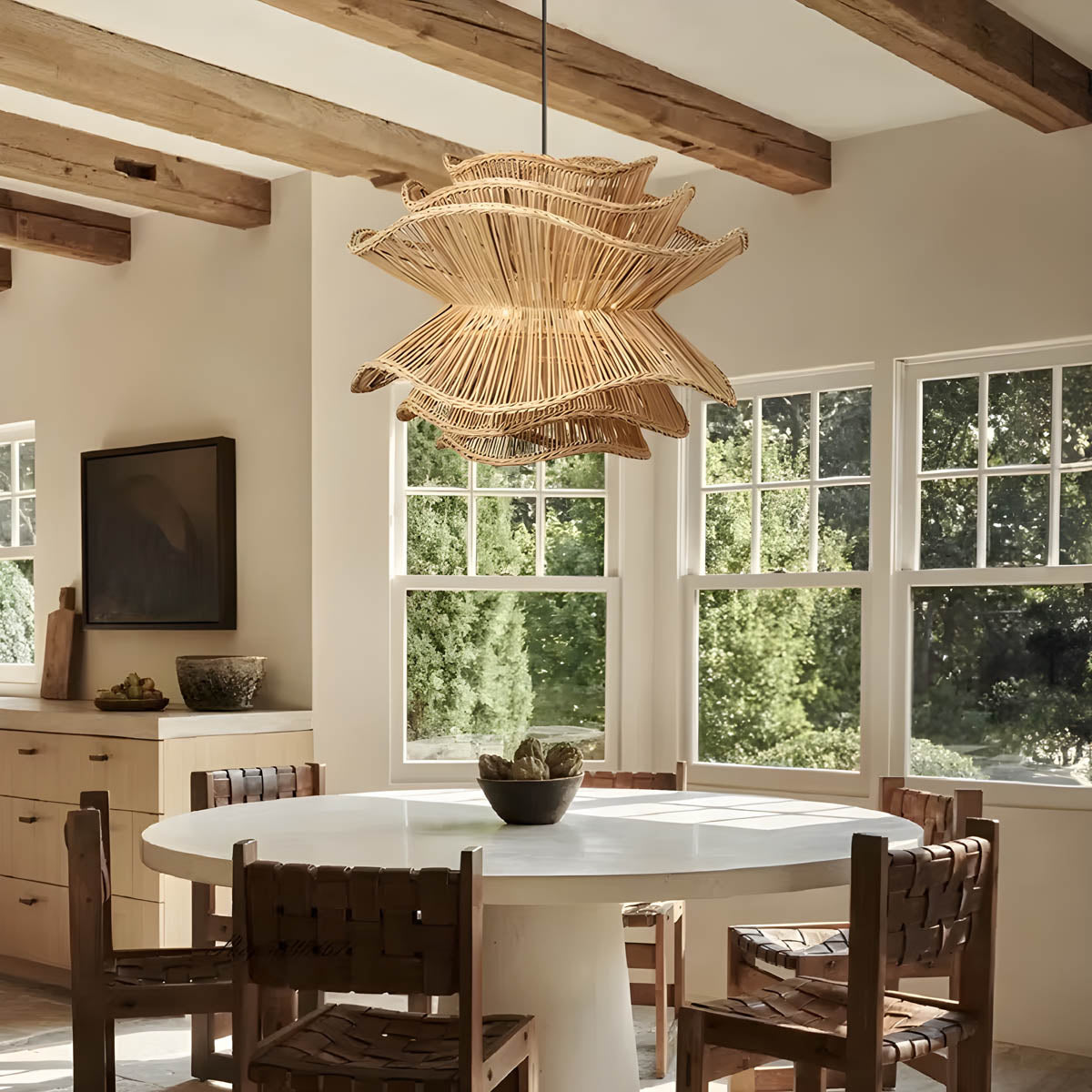 Laurelwood Form Rattan Chandelier — gallery image 3