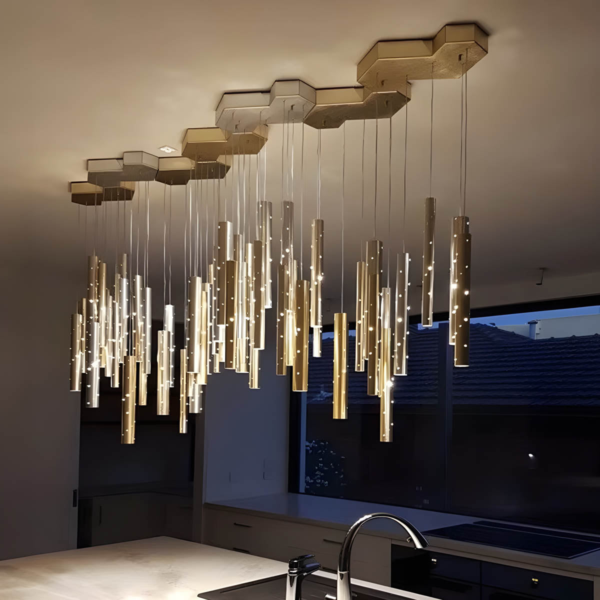 Langford Form Stainless Steel Chandelier — gallery image 5
