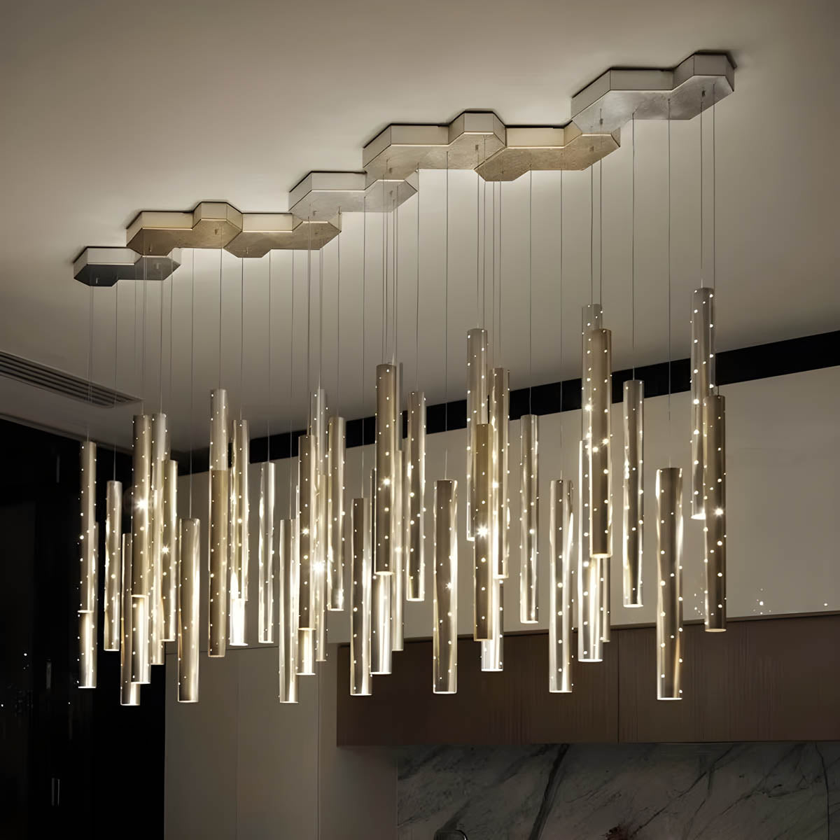 Langford Form Stainless Steel Chandelier — gallery image 7