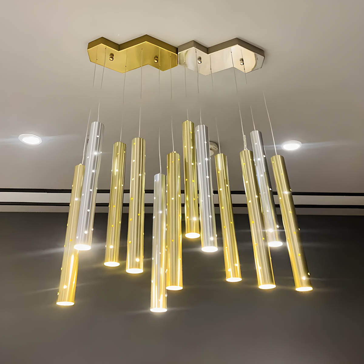 Langford Form Stainless Steel Chandelier — gallery image 4