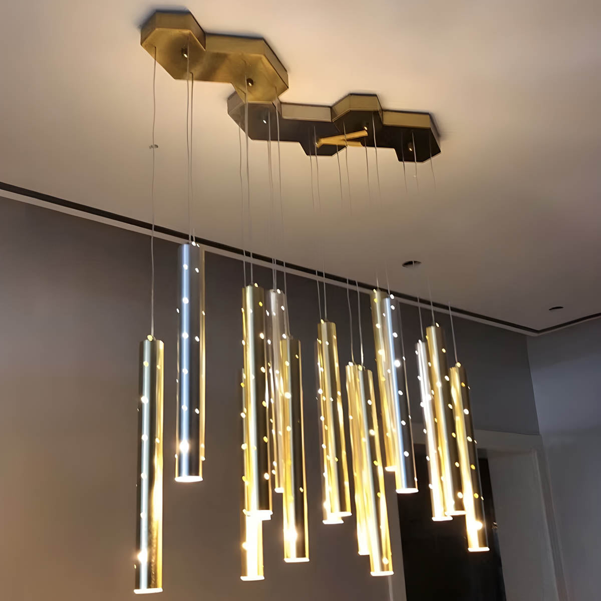 Langford Form Stainless Steel Chandelier — gallery image 8