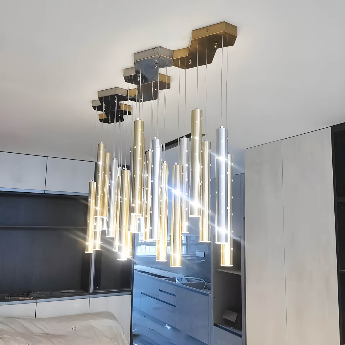 Langford Form Stainless Steel Chandelier — gallery image 12