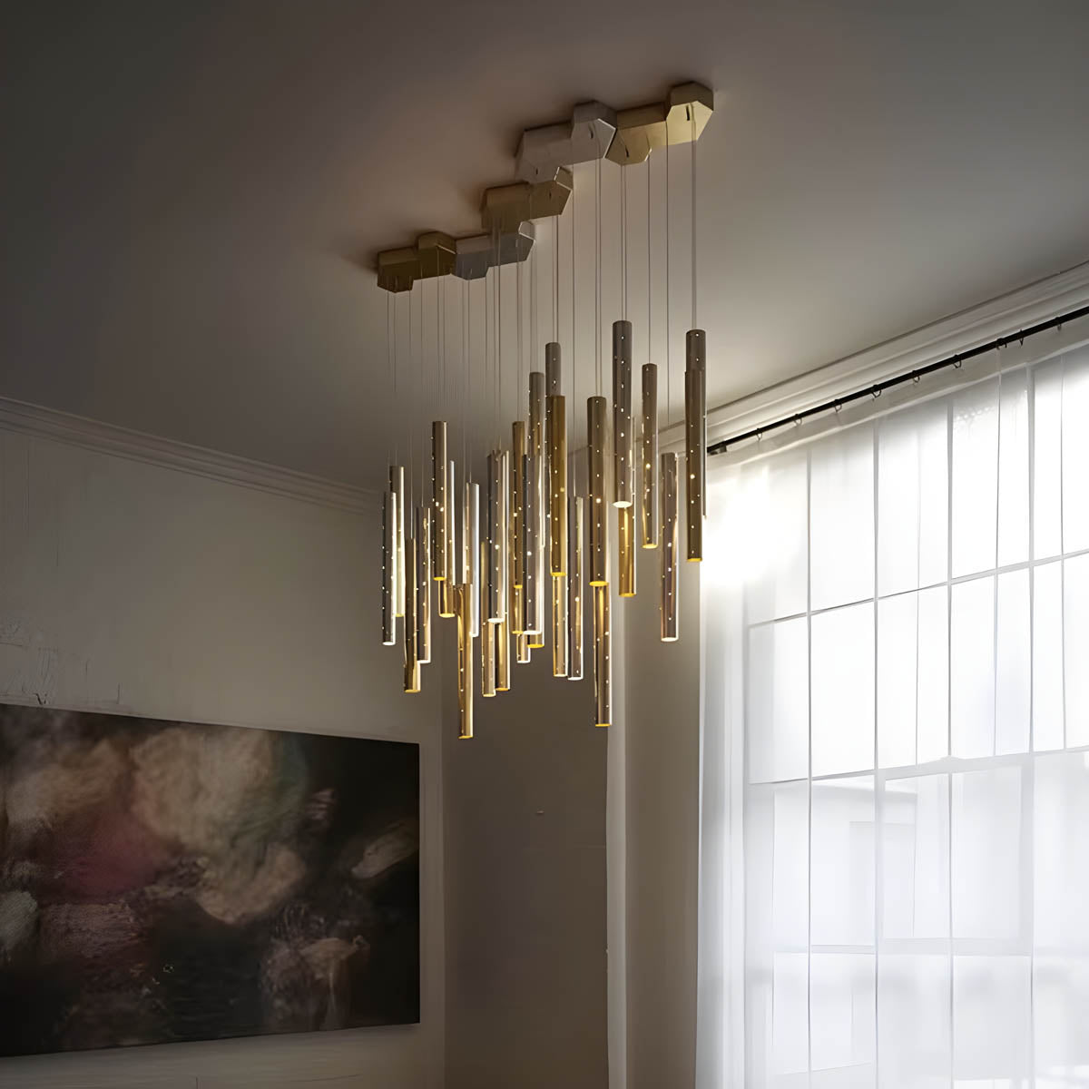 Langford Form Stainless Steel Chandelier — gallery image 10