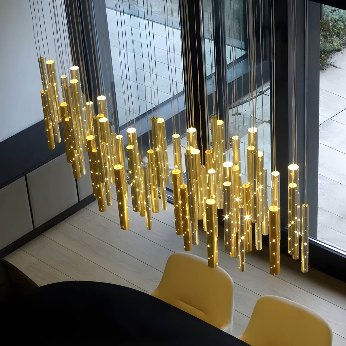 Langford Form Stainless Steel Chandelier — gallery image 2