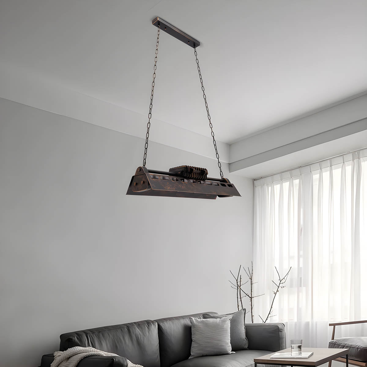 Rosewood Form Metal Pendant Light — gallery image 7