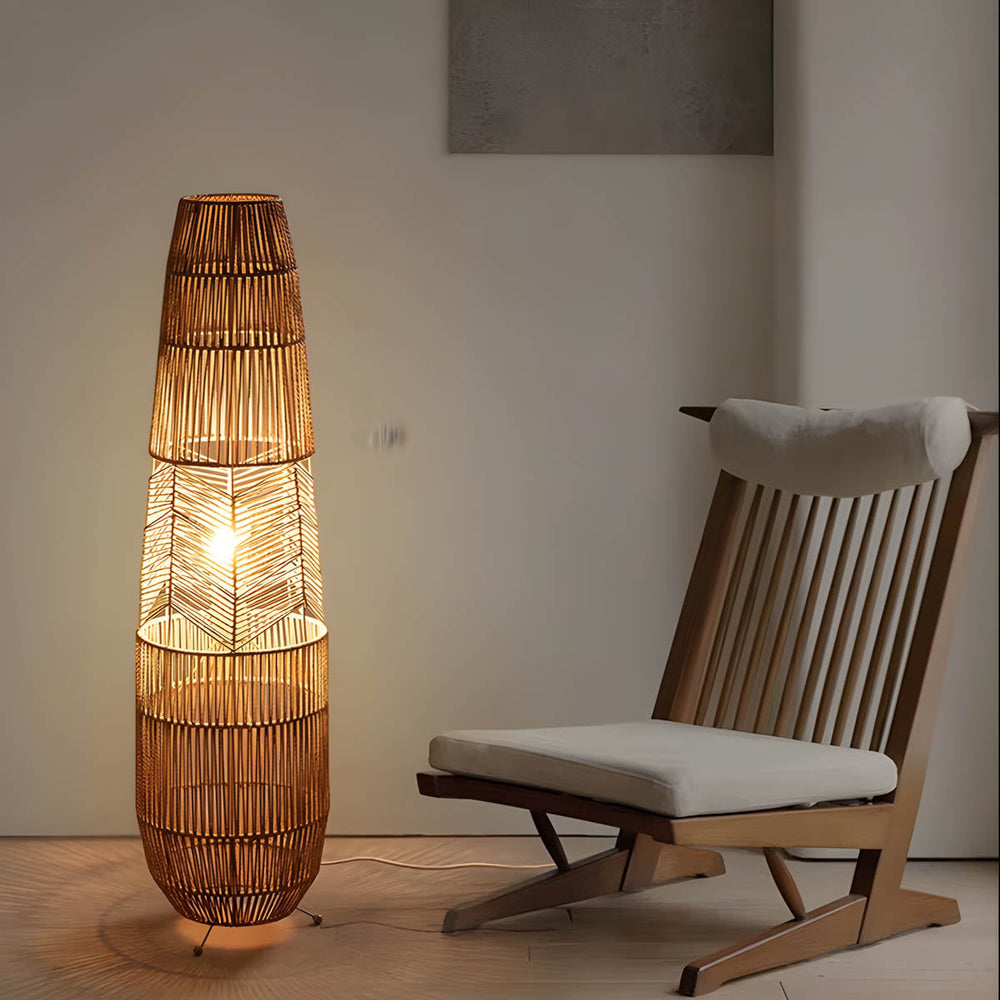 Acorn Form Rattan Floor Lamp — gallery image 4
