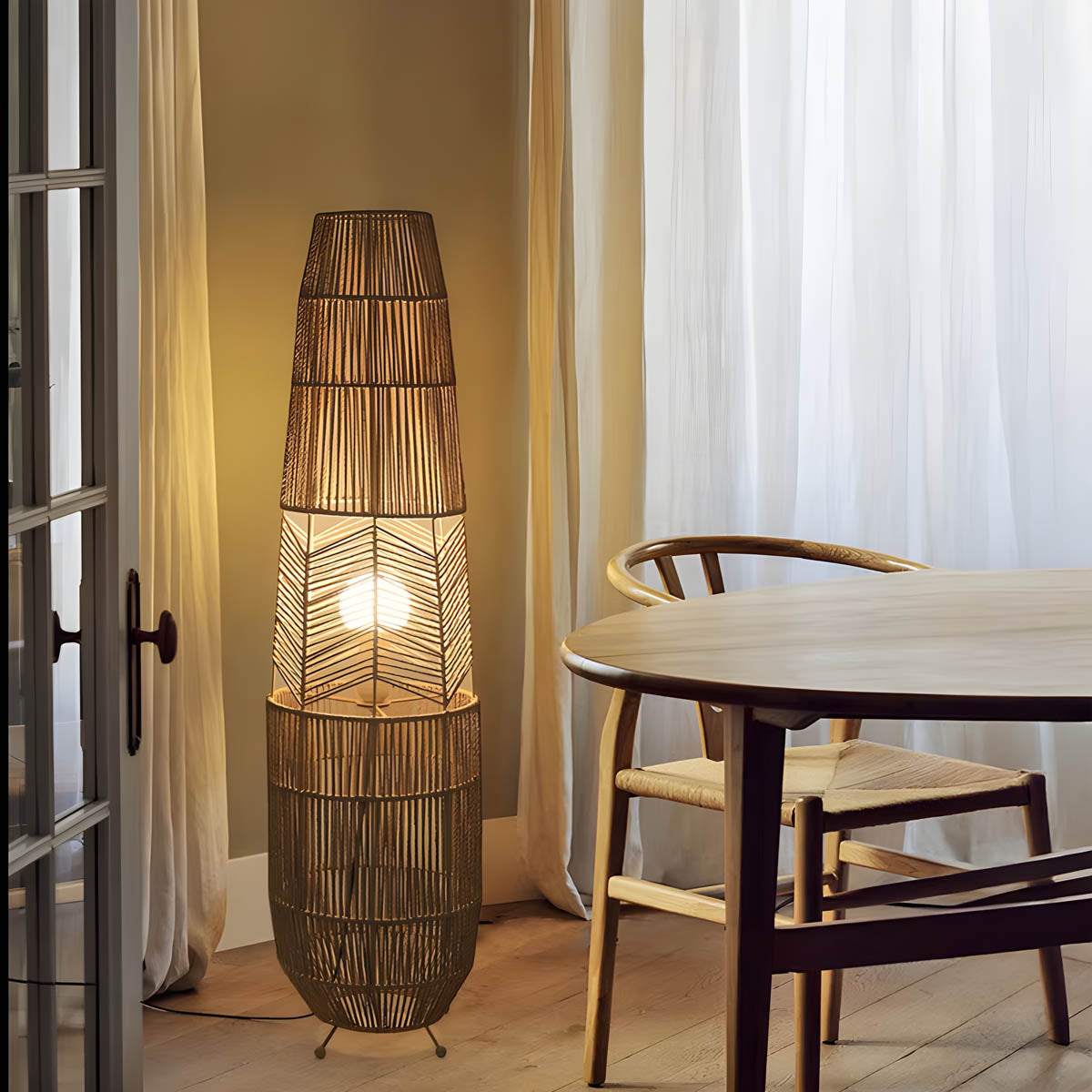 Acorn Form Rattan Floor Lamp — gallery image 14