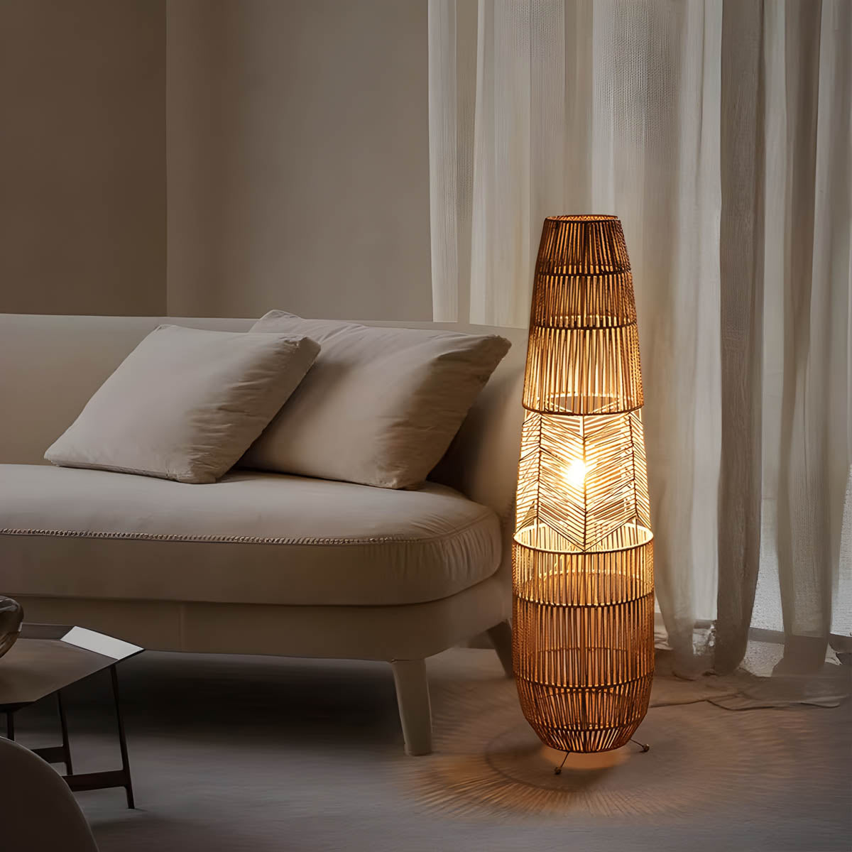 Acorn Form Rattan Floor Lamp — gallery image 7