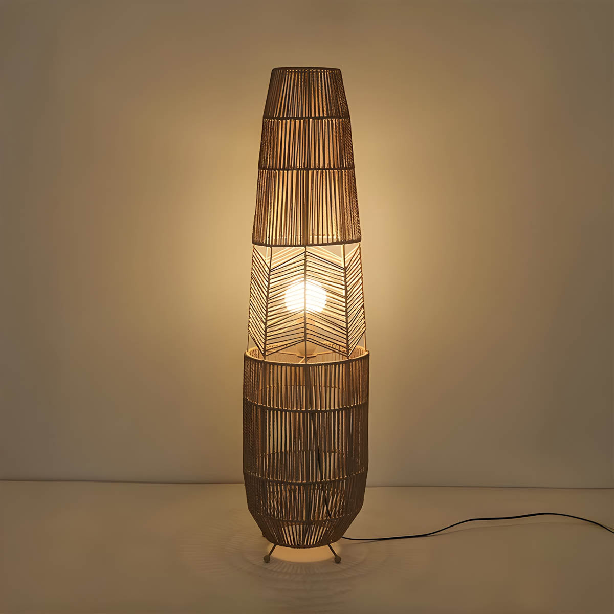 Acorn Form Rattan Floor Lamp — gallery image 16