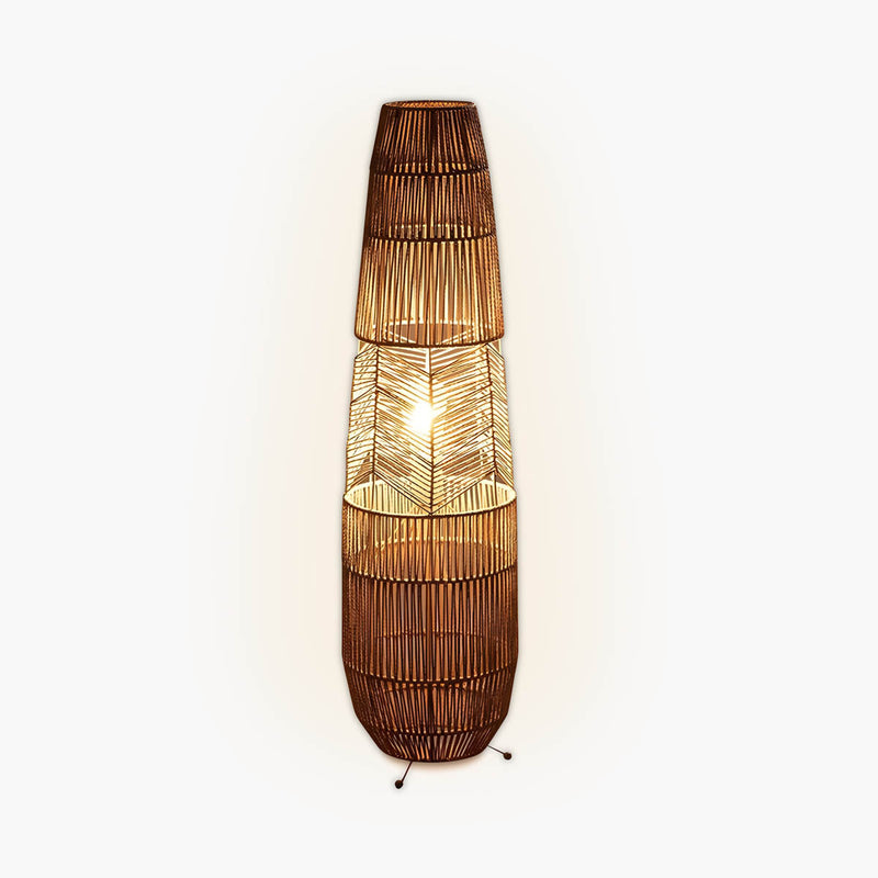 Acorn Form Rattan Floor Lamp — gallery image 1