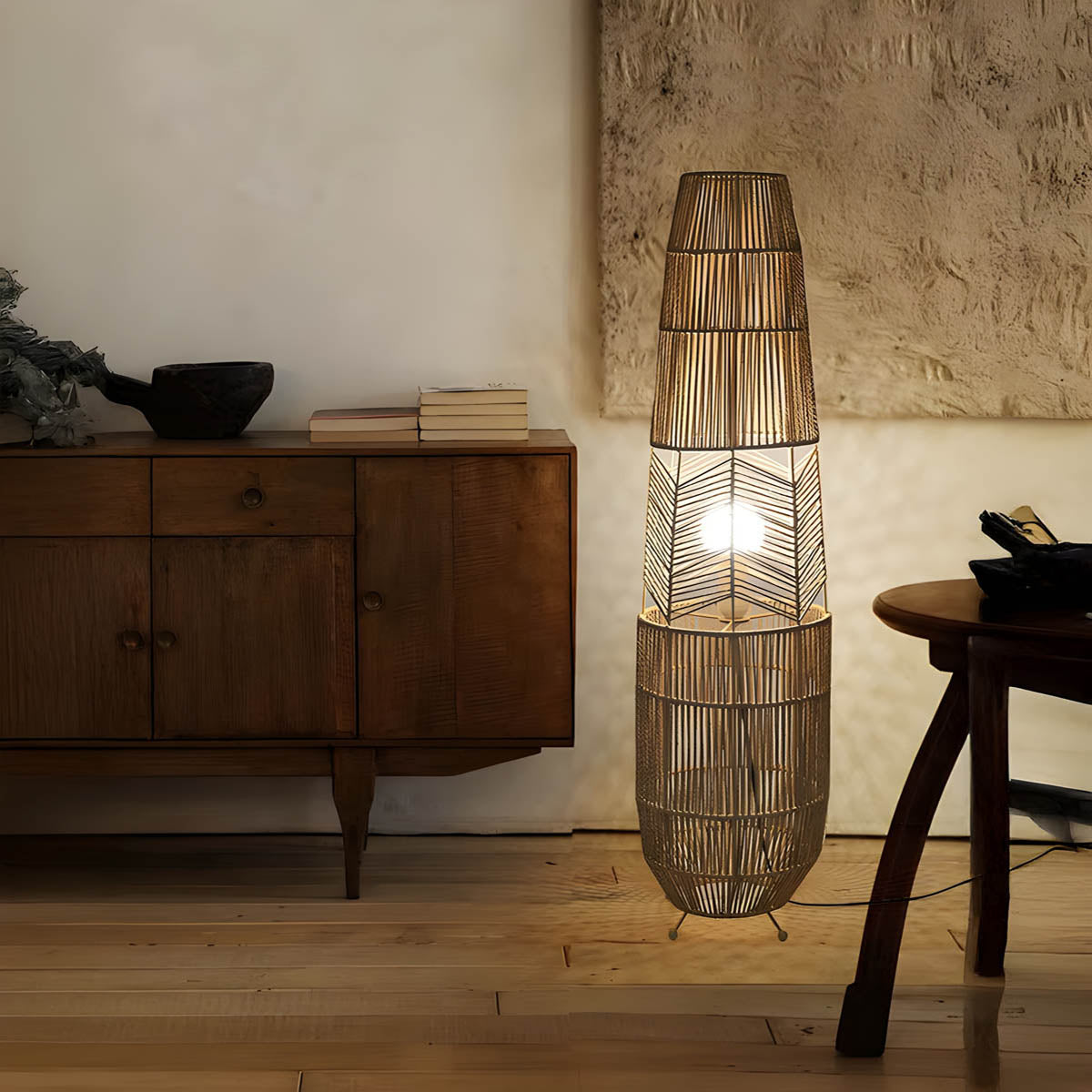 Acorn Form Rattan Floor Lamp — gallery image 13