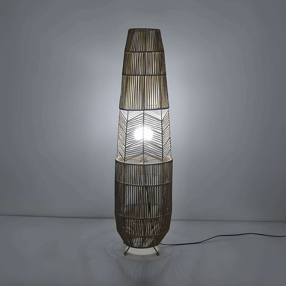 Acorn Form Rattan Floor Lamp — gallery image 17