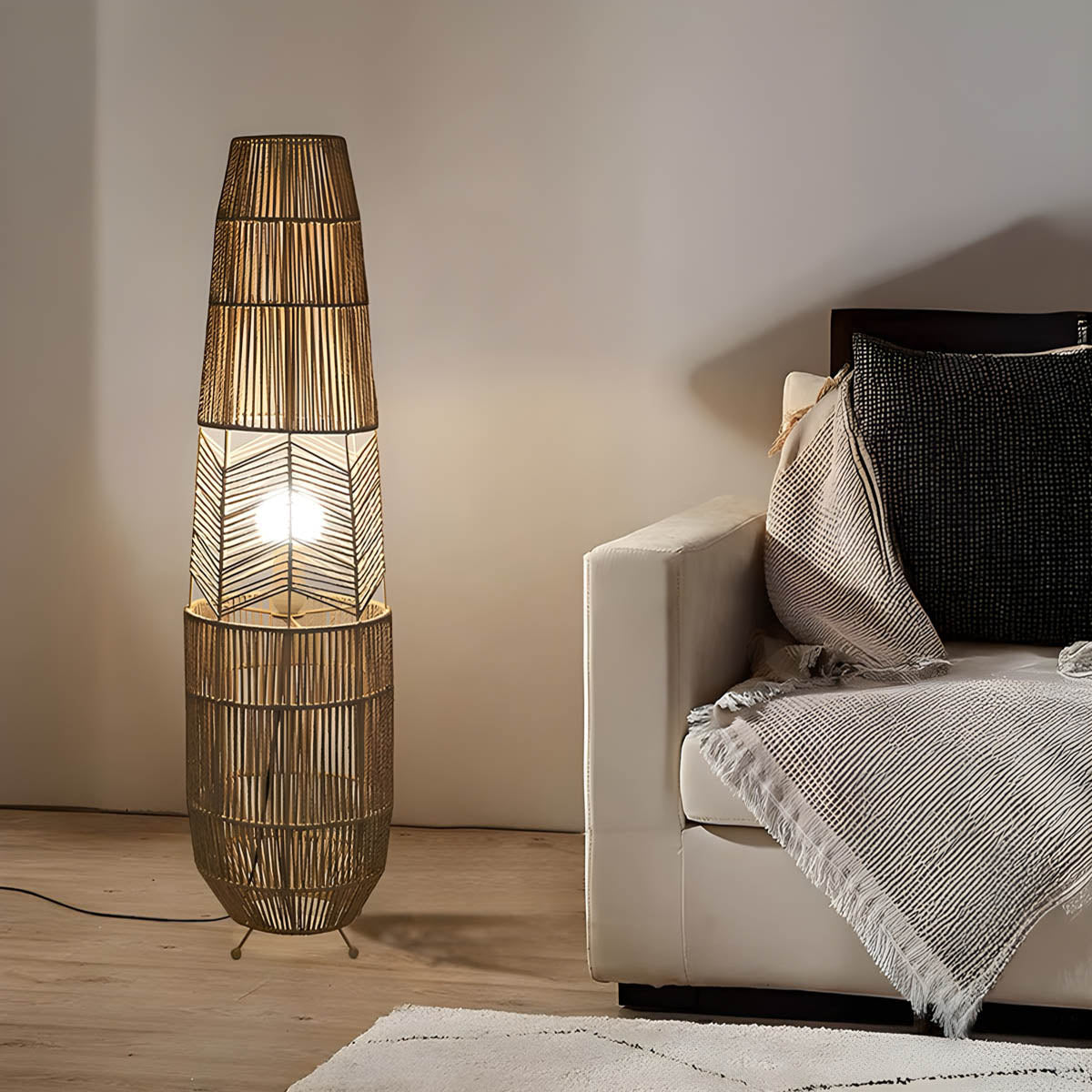 Acorn Form Rattan Floor Lamp — gallery image 5