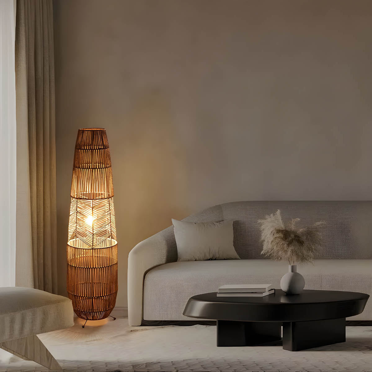 Acorn Form Rattan Floor Lamp — gallery image 8
