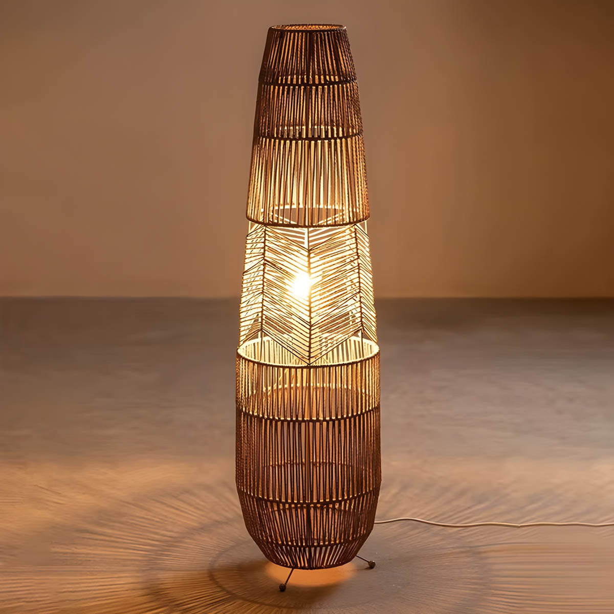 Acorn Form Rattan Floor Lamp — gallery image 9