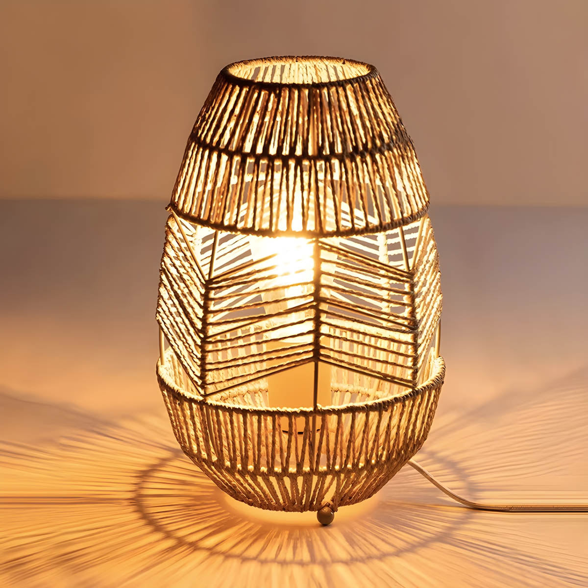 Acorn Form Rattan Floor Lamp — gallery image 3