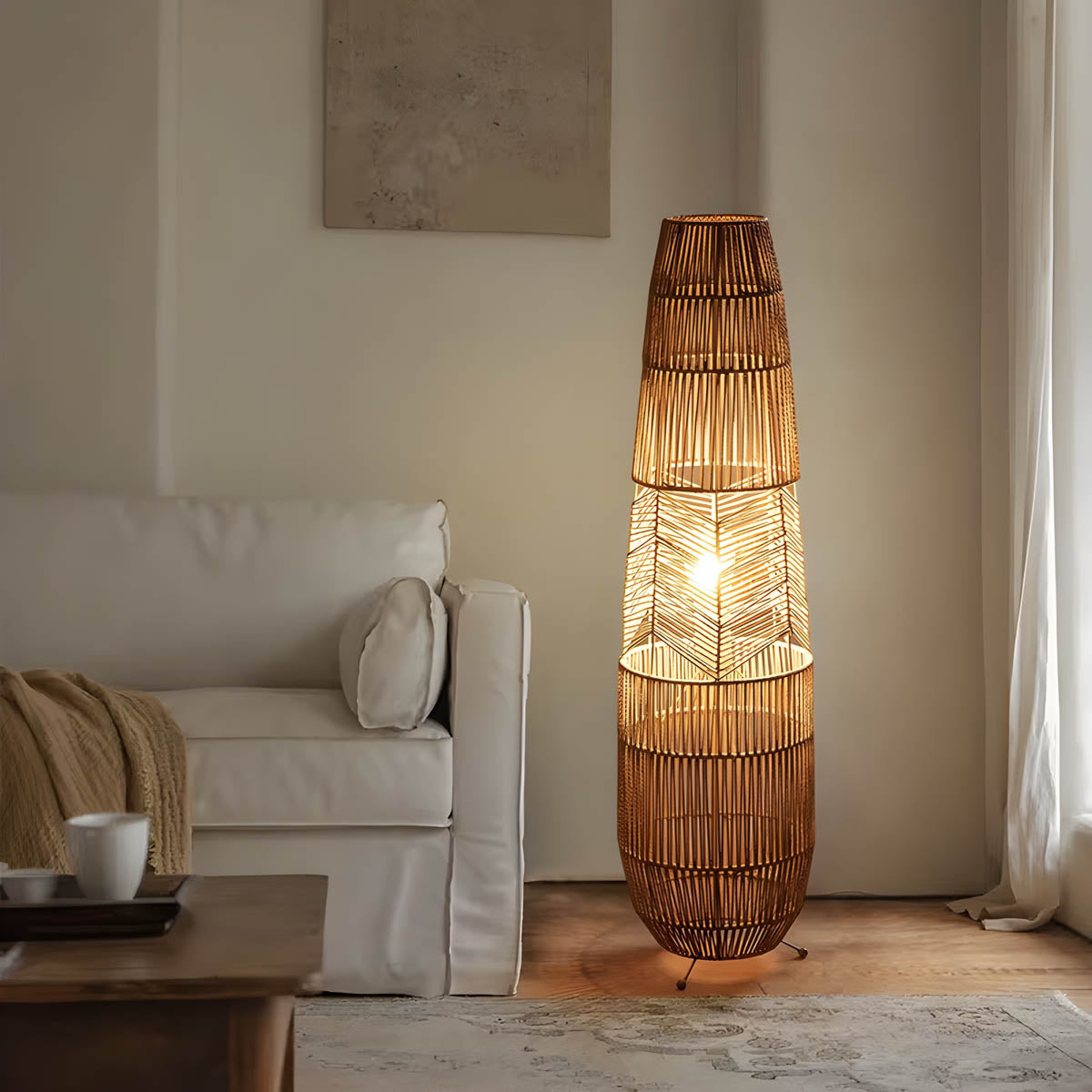 Acorn Form Rattan Floor Lamp — gallery image 6