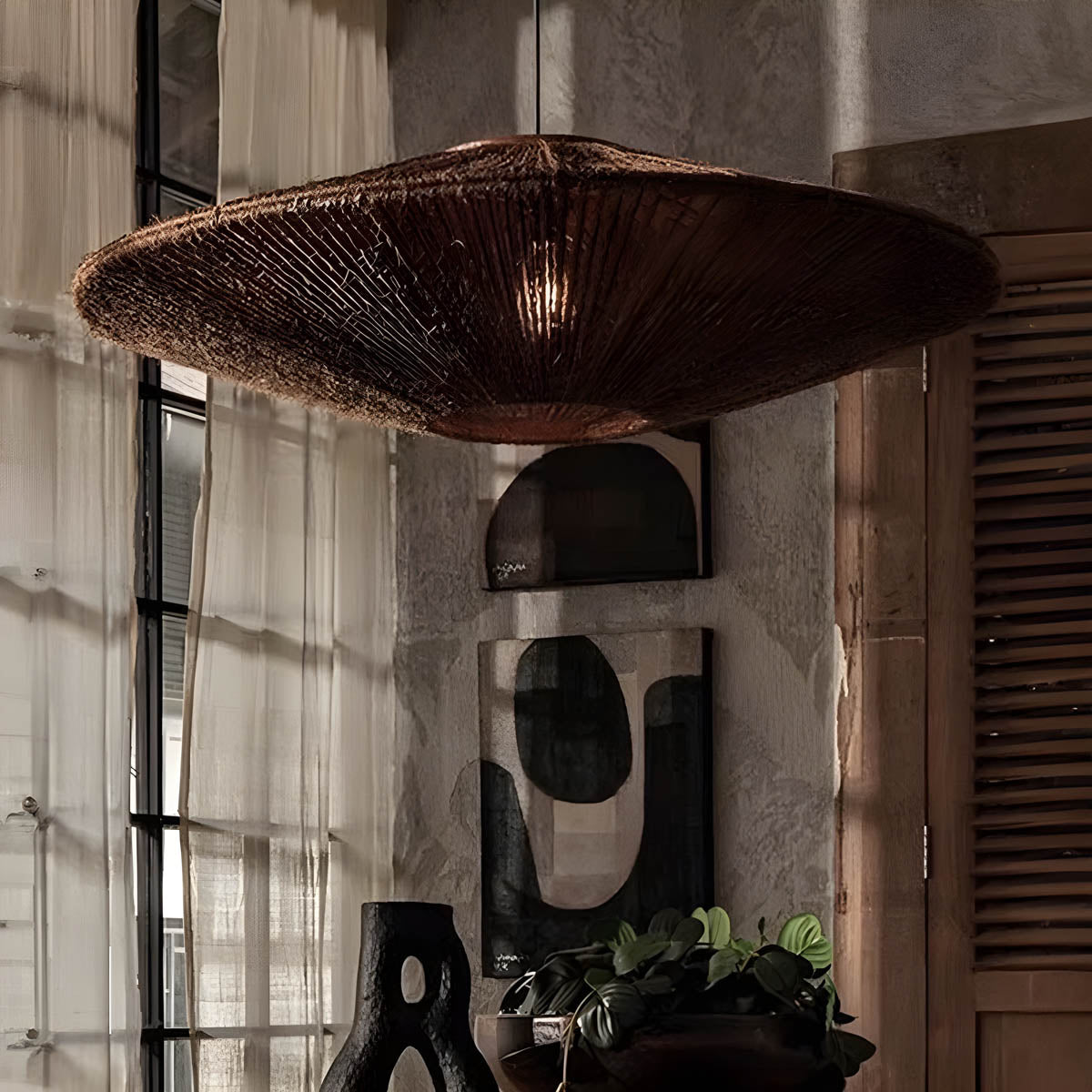 Greystone Form Rattan Chandelier — gallery image 3