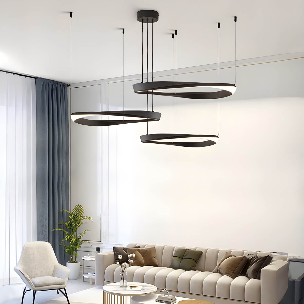 Reed Beam Acrylic Ring Chandelier — gallery image 3