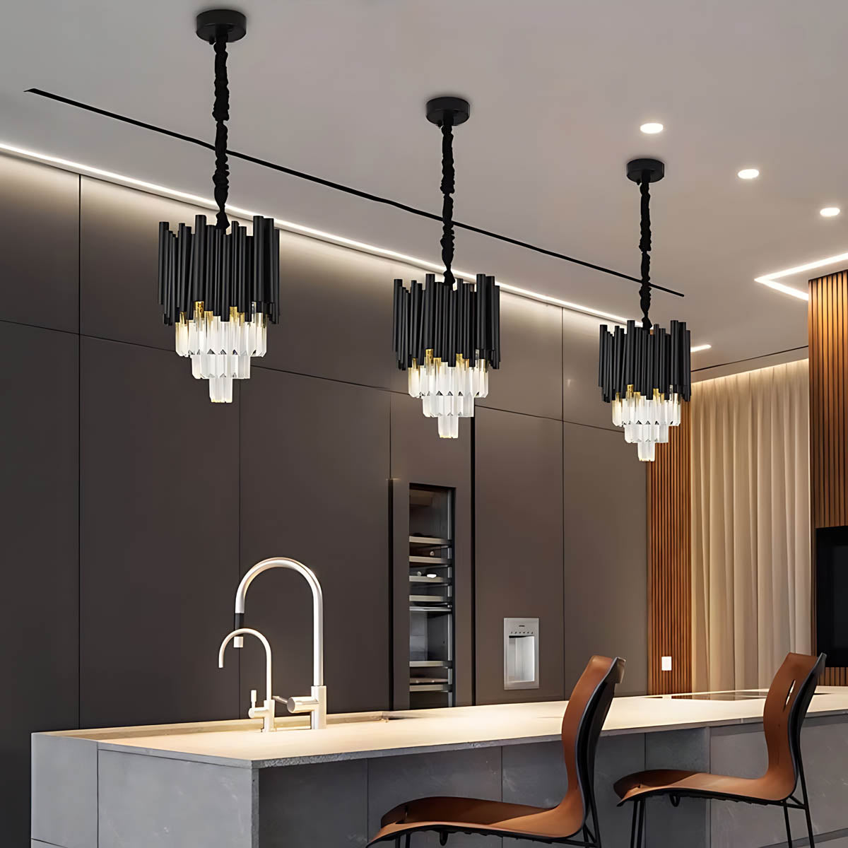 Chestnut Beam Crystal Chandelier — gallery image 6