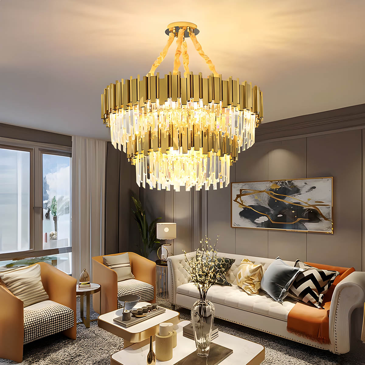 Elmwood Beam Crystal Chandelier — gallery image 3