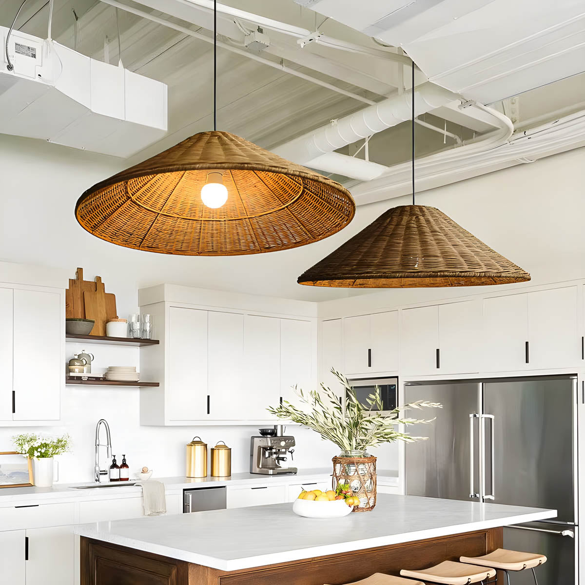 Riverton Beam Rattan Pendant Light — gallery image 3