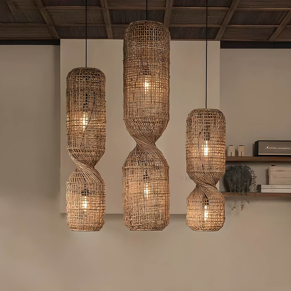 Fielding Beam Rattan Chandelier — gallery image 3