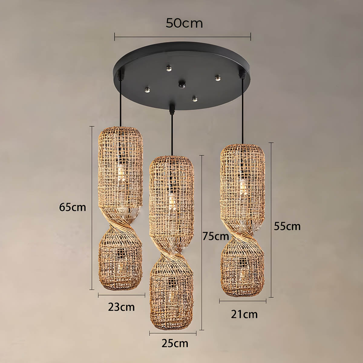Fielding Beam Rattan Chandelier — gallery image 7