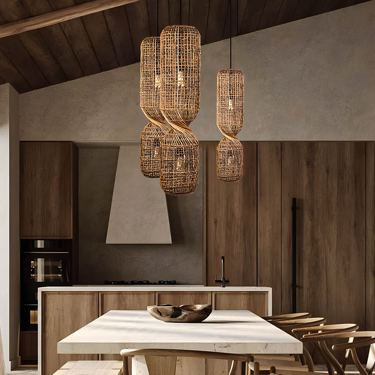 Fielding Beam Rattan Chandelier — gallery image 5